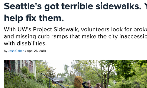 Screenshot of the Crosscut article showing the title along with a header image of two people walking on a sidewalk that's disheveled