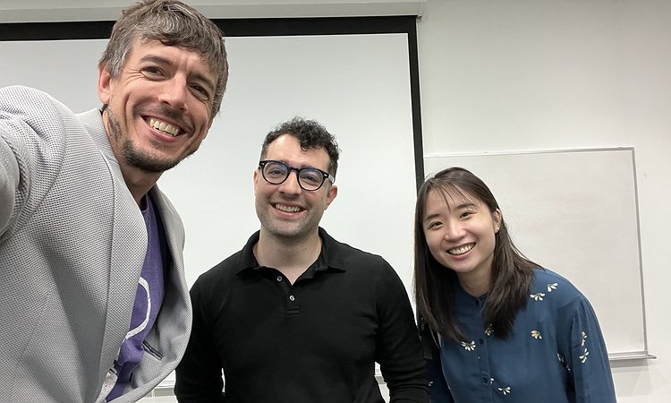 Professor Jon Froehlich and PhD students Daniel and Chu