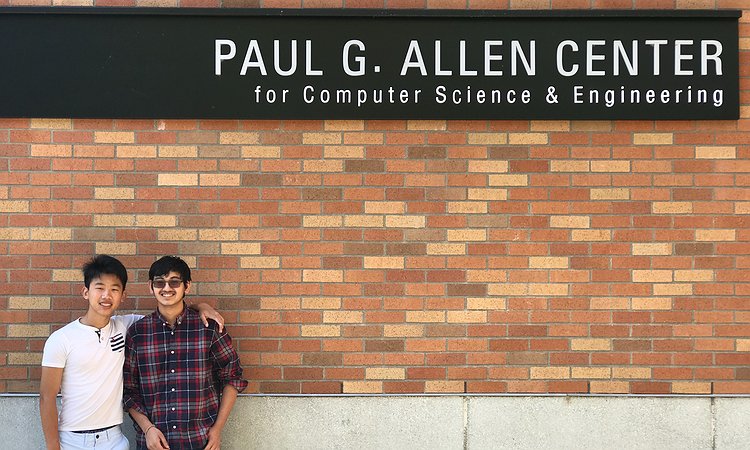 Johnson and Shiven outside the Paul G. Allen Center