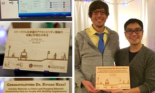 The Makeability Lab came together to collectively design and make a custom, laser-cut plaque for Kotaro in Japanese and English for a graduation gift.