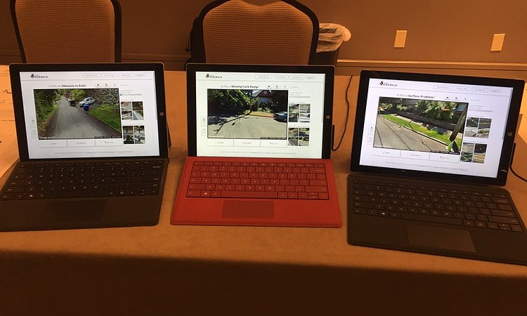 Poster setup at the National MS Society luncheon