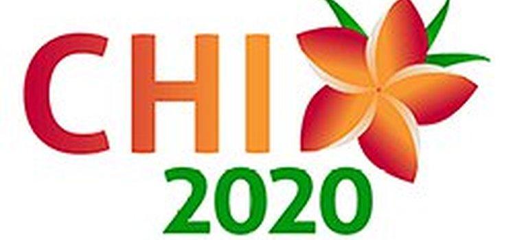 The CHI2020 logo showing a Hawaiian flower and the text 'CHI2020'