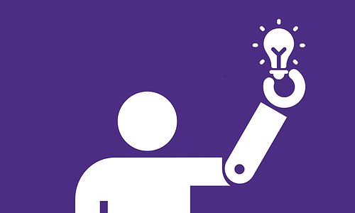 The UW Create Logo showing an icon of a person with a prosthetic holding a lightbulb
