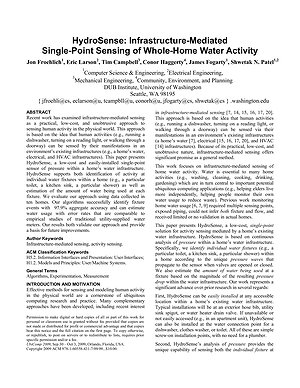 Thumbnail for: HydroSense: infrastructure-mediated single-point sensing of whole-home water activity