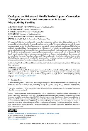 Thumbnail for: Deploying an AI-Powered Mobile Tool to Support Connection Through Creative Visual Interpretation in Mixed Visual-Ability Families
