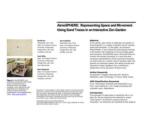 Thumbnail for: AtmoSPHERE: Representing Space and Movement Using Sand Traces in an Interactive Zen Garden