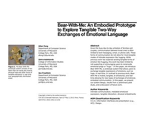 Thumbnail for: Bear-With-Me: An Embodied Prototype to Explore Tangible Two-Way Exchanges of Emotional Language