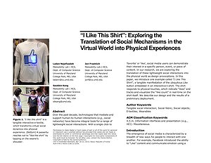 Thumbnail for: "I Like This Shirt": Exploring the Translation of Social Mechanisms in the Virtual World into Physical Experiences
