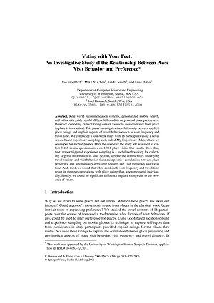 Thumbnail for: Voting with Your Feet: An Investigative Study of the Relationship Between Place Visit Behavior and Preference