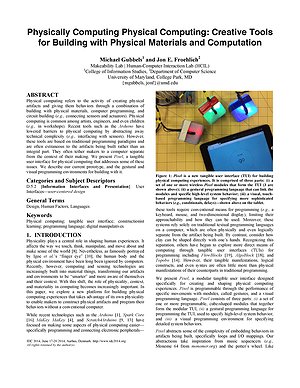 Thumbnail for: Physically Computing Physical Computing: Creative Tools for Building with Physical Materials and Computation