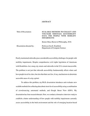 Thumbnail for: Scalable Methods to Collect and Visualize Sidewalk Accessibility Data for People with Mobility Impairments