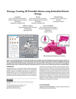 Kinergy: Creating 3D Printable Motion using Embedded Kinetic Energy 