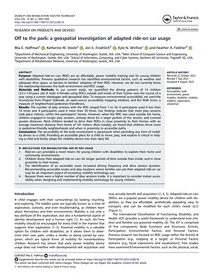 Thumbnail for: Off to the Park: A Geospatial Investigation of Adapted Ride-on Car Usage