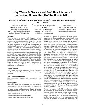 Thumbnail for: Using wearable sensors and real time inference to understand human recall of routine activities
