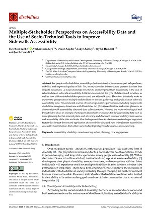 Thumbnail for: Multiple-Stakeholder Perspectives on Accessibility Data and the Use of Socio-Technical Tools to Improve Sidewalk Accessibility
