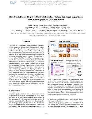 Thumbnail for: How Much Future Helps? A Controlled Study of Future-Privileged Supervision for Causal Egocentric Gaze Estimation