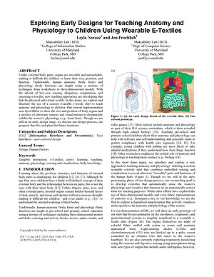 Thumbnail for: Exploring Early Designs for Teaching Anatomy and Physiology to Children Using Wearable E-Textiles