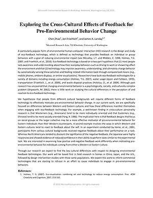 Thumbnail for: Exploring the Cross-Cultural Effects of Feedback for Pro-Environmental Behavior Change