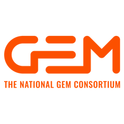 Stylized G E M letters in orange with the text The National GEM Consortium below