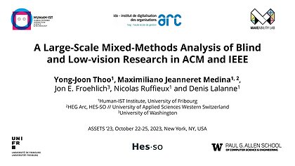 Slide preview for: A Large-Scale Mixed-Methods Analysis of Blind and Low-vision Research in ACM and IEEE